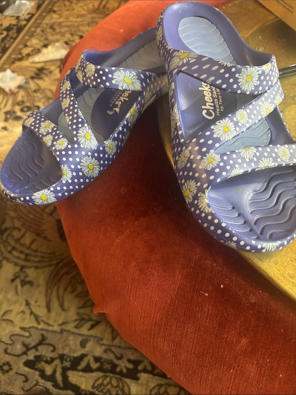 Cheerful Daisy Purple Slide Sandals by Checkers